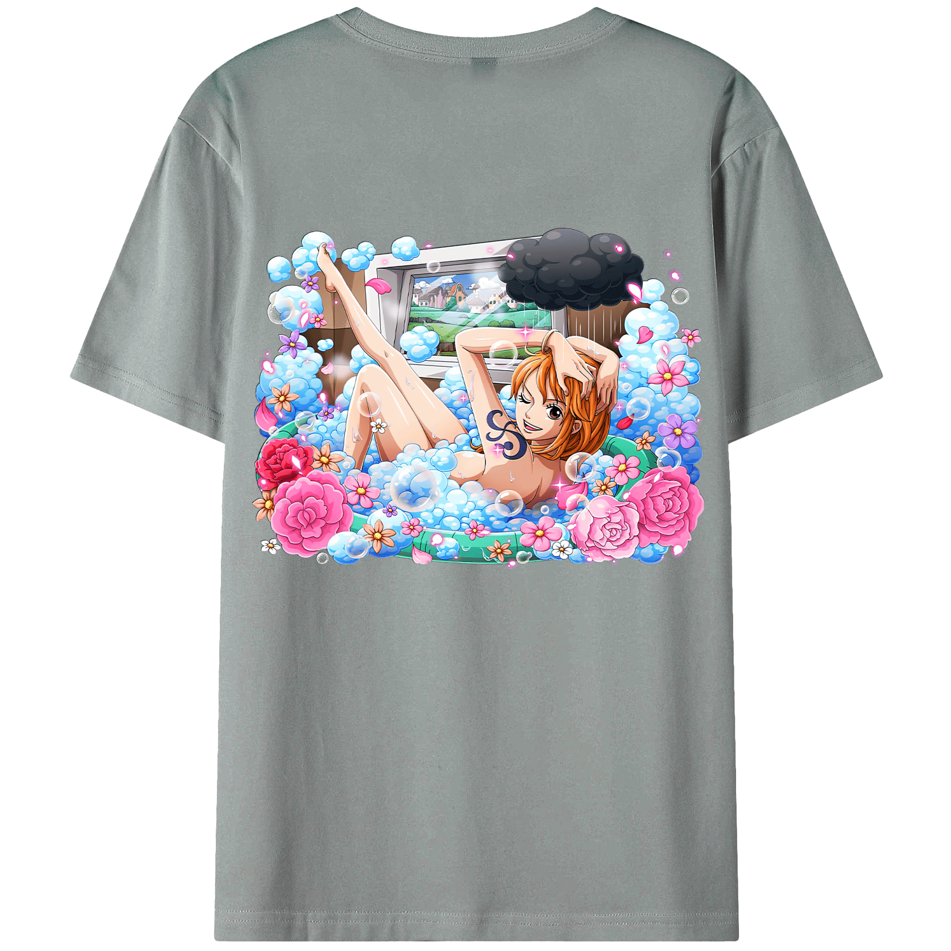 （画像用） ワンピース ナミ ONE PIECE Nami 綿100％ メンズ半袖Tシャツ（バックプリント） 通気性